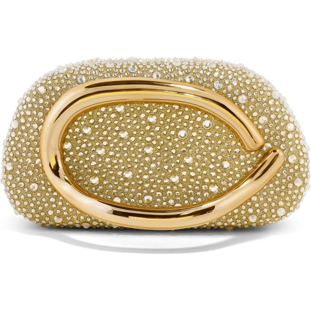 Women's Gold PU leather Acrylic Magnetic Buckle High Quality Trendy Clutch